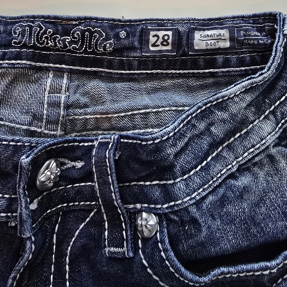 Miss Me Dark Blue Jeans with Silver Embellishments - Picture 4 of 4